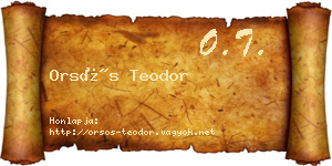 Orsós Teodor névjegykártya